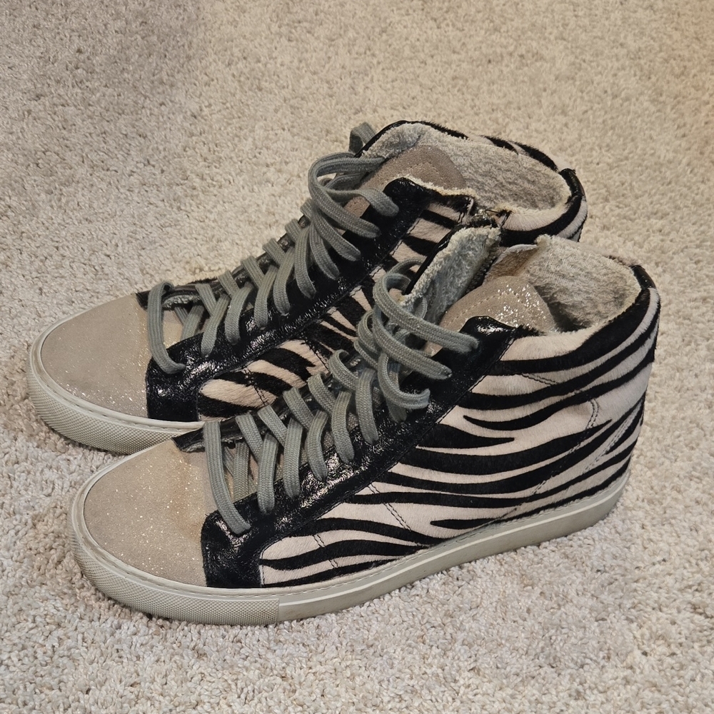 P448 High Top Calf‎ Hair Animal Print Sneakers